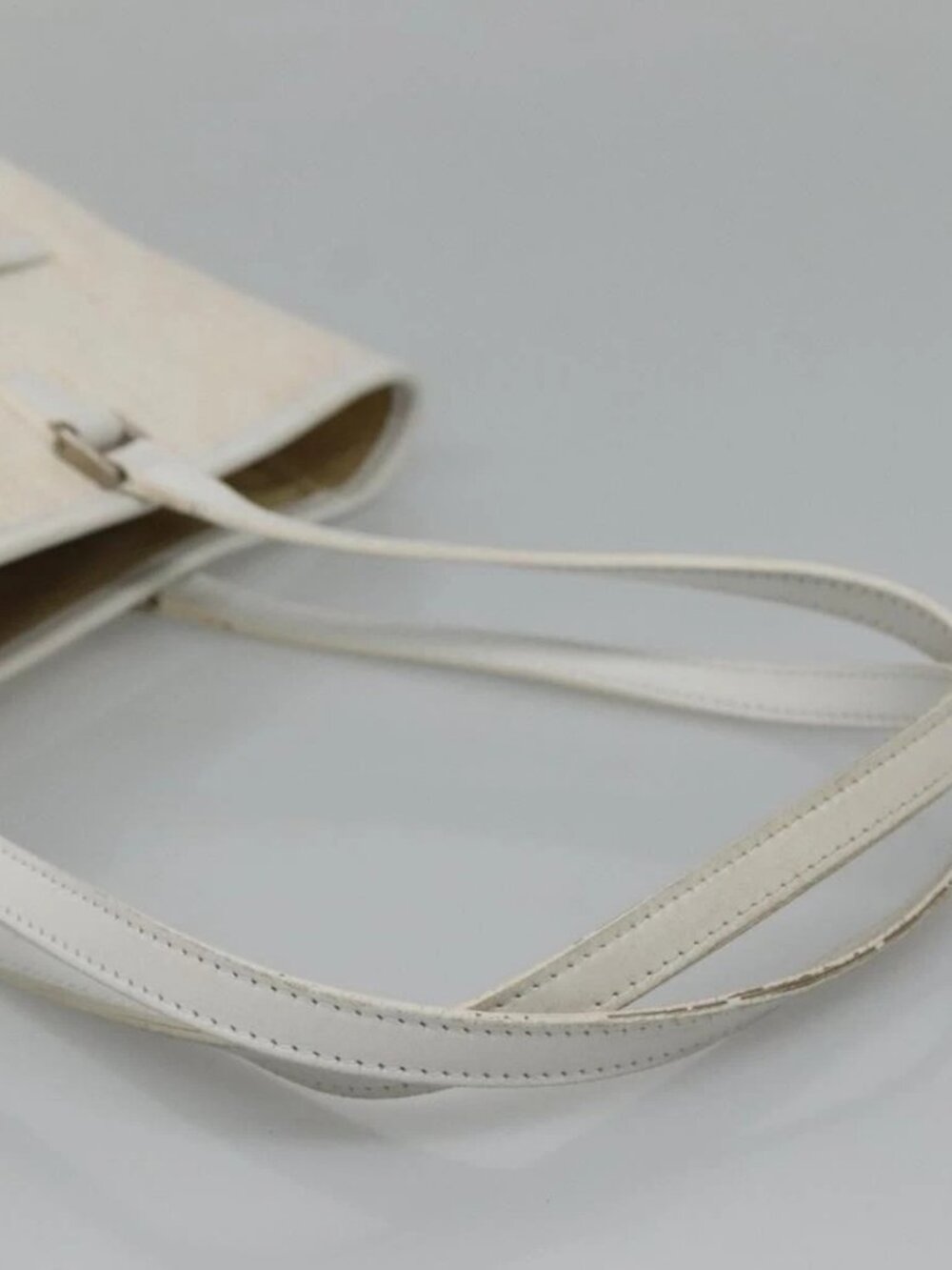 Christian Dior Trotter Canvas Tote Bag White Silver Auth mr1118V - Picture 8 of 16